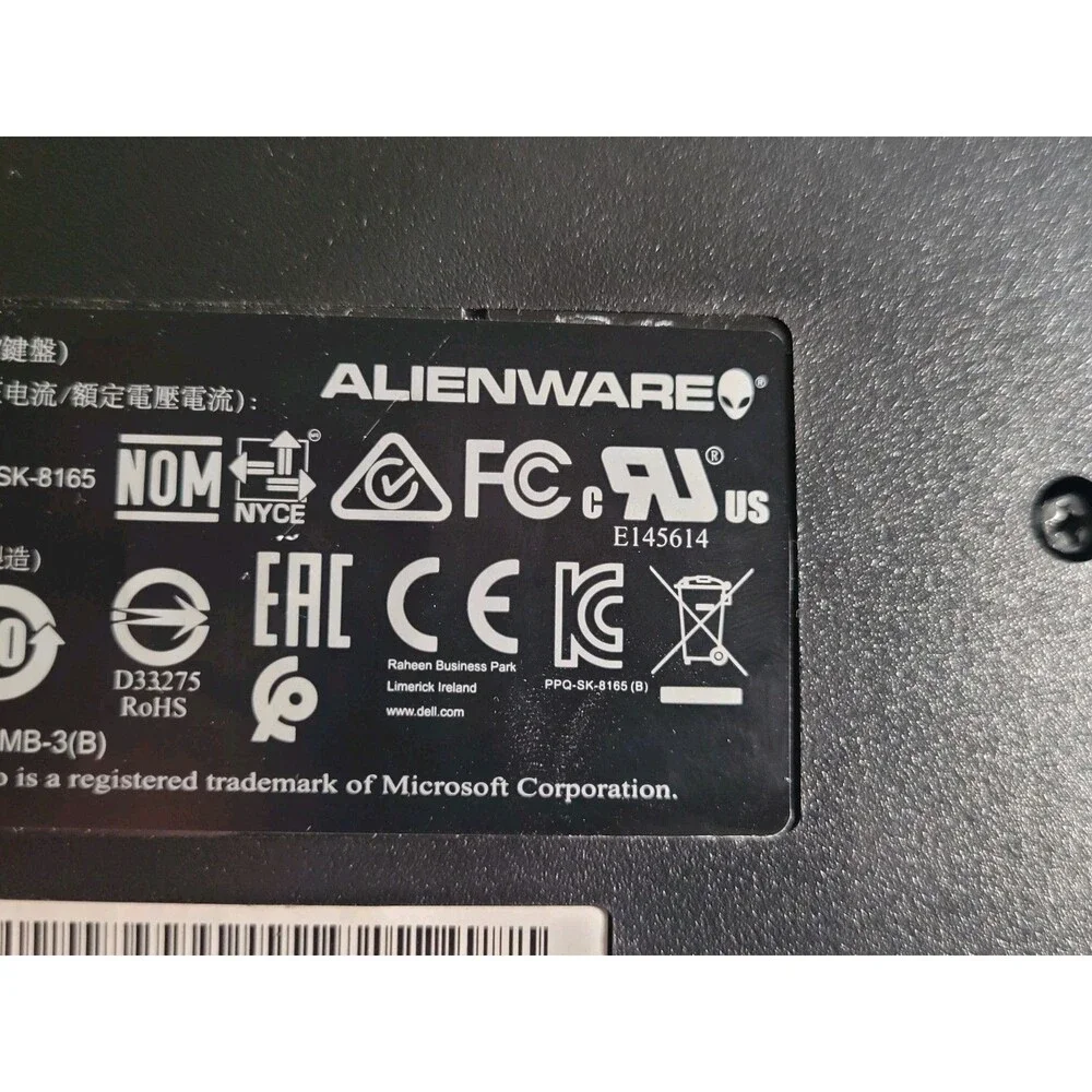 Dell Alienware Black USB Wired Computer PC Gaming Multimedia Keyboard SK-8165